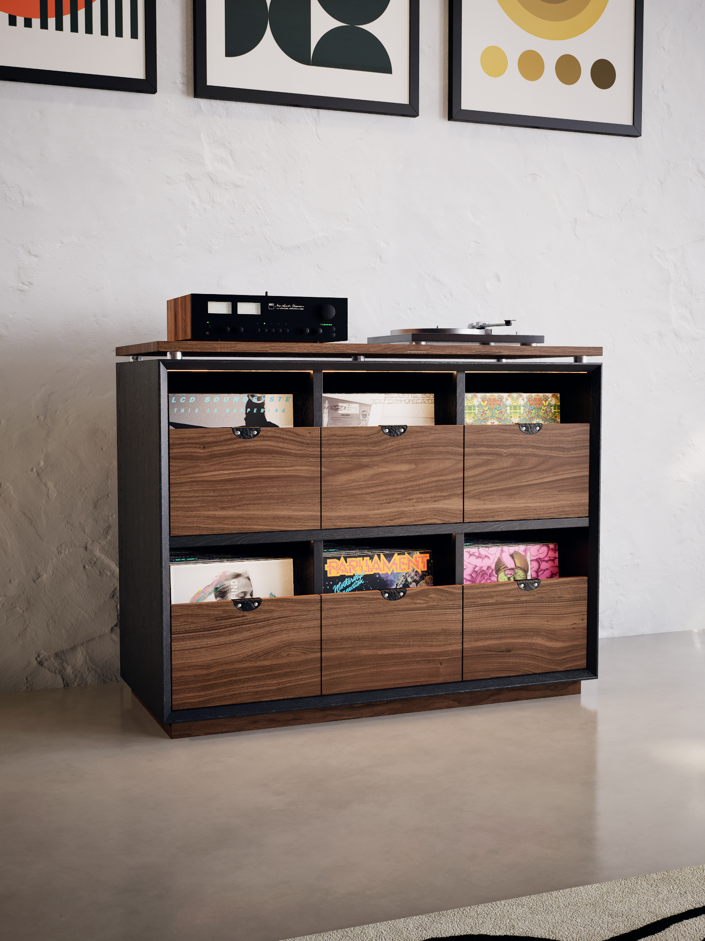 Troubadour Vinyl Storage Cabinet 6 Drawer