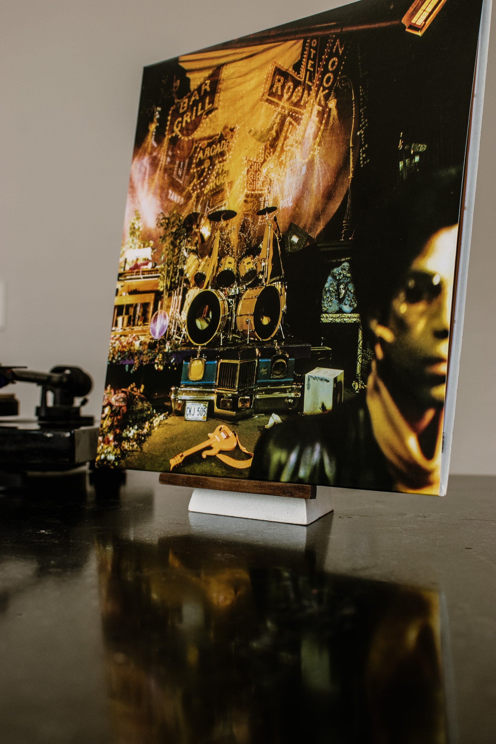 Pyramid Vinyl Display- Concrete - Tactile Audio Furniture