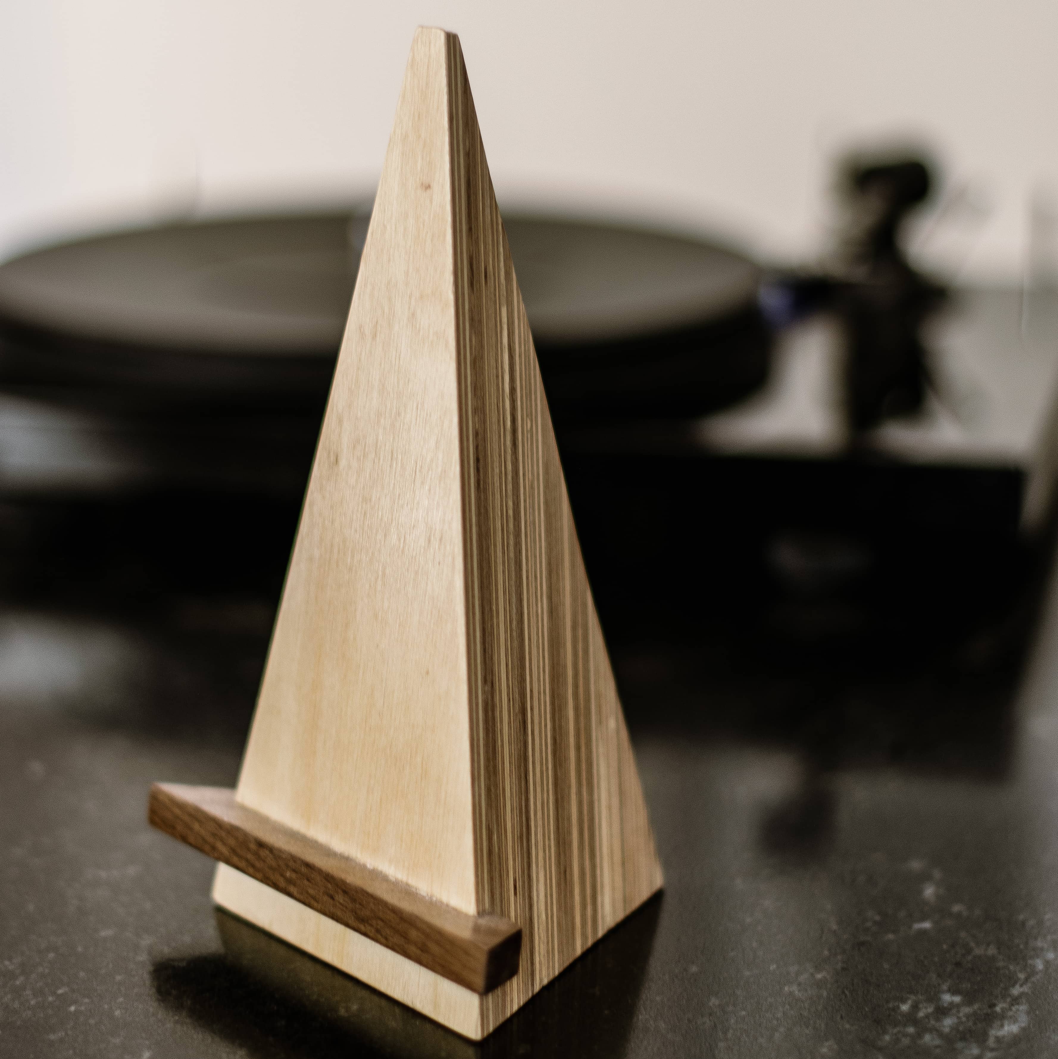Pyramid Vinyl Display - Wood