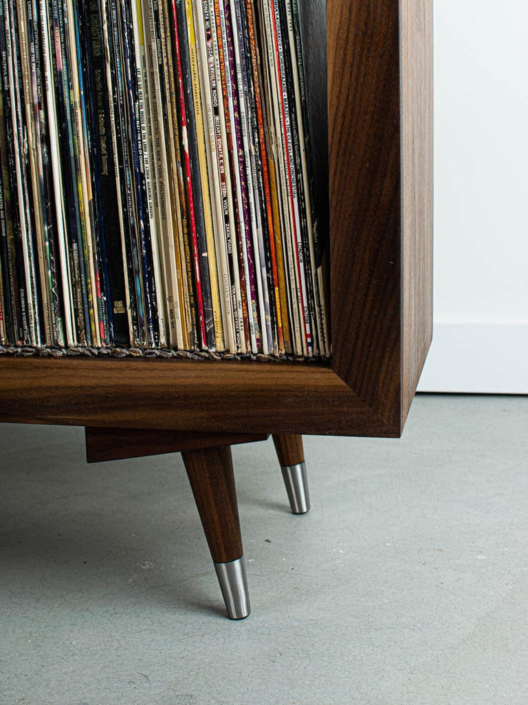 1960s record player table outlets stand with vinyl album rack below