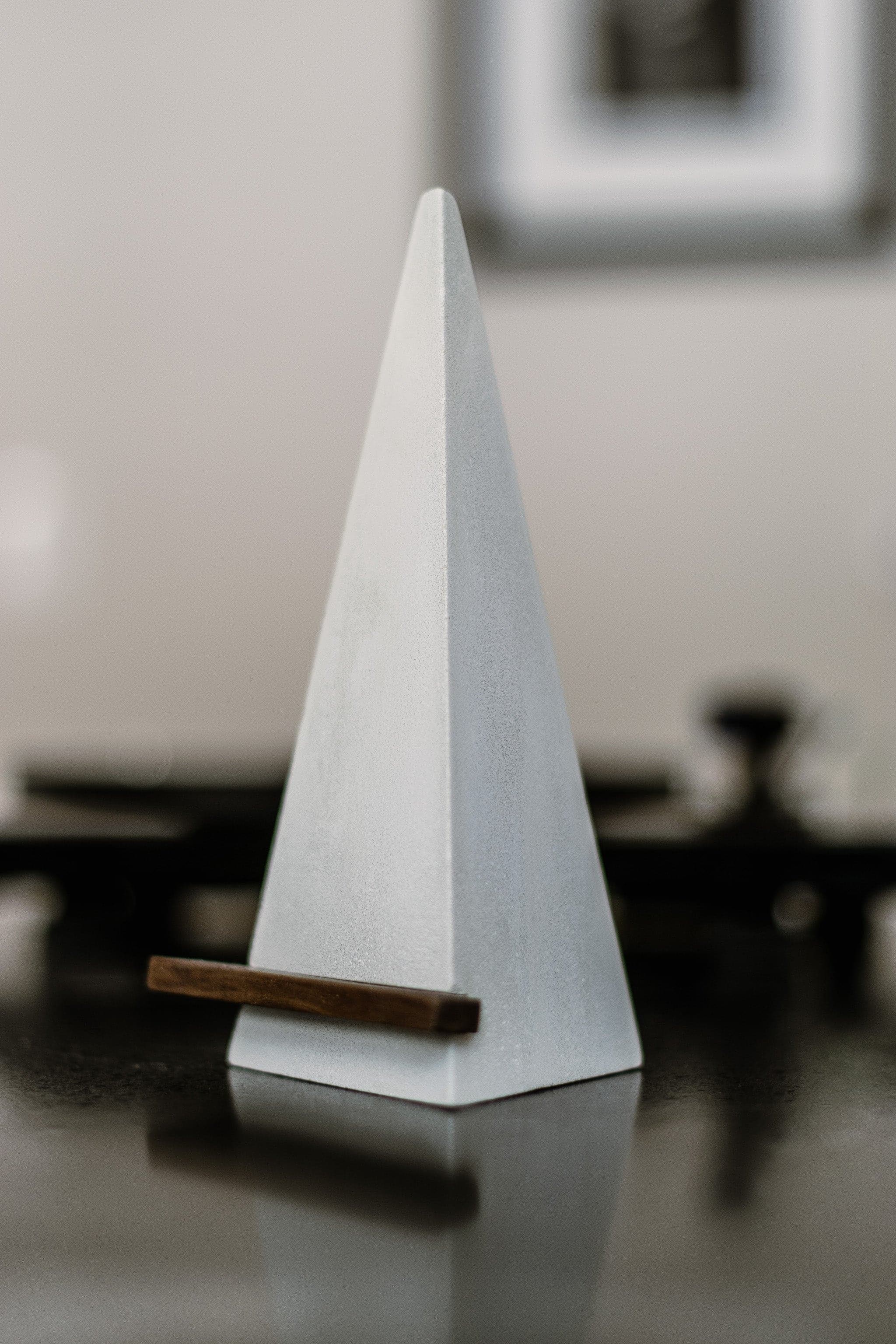 Pyramid Vinyl Display- Concrete - Tactile Audio Furniture