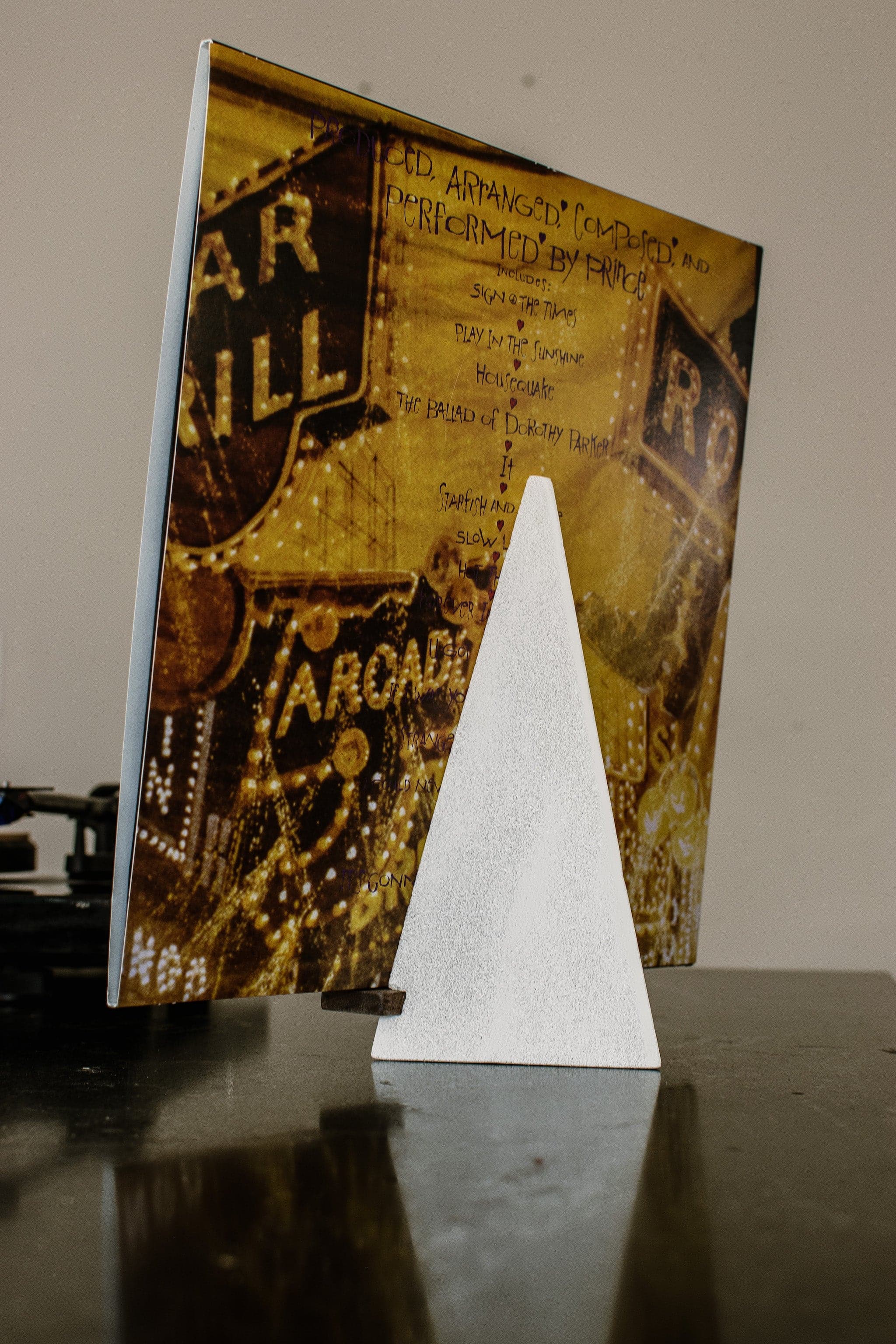 Pyramid Vinyl Display- Concrete - Tactile Audio Furniture